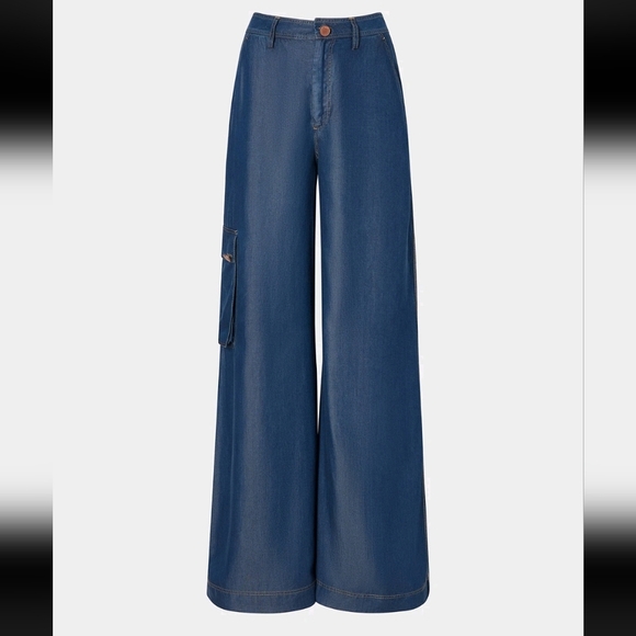 NWT GSTQ | Wide Leg Indigo Carpenter Pants Flowy Size 6 - Picture 4 of 13